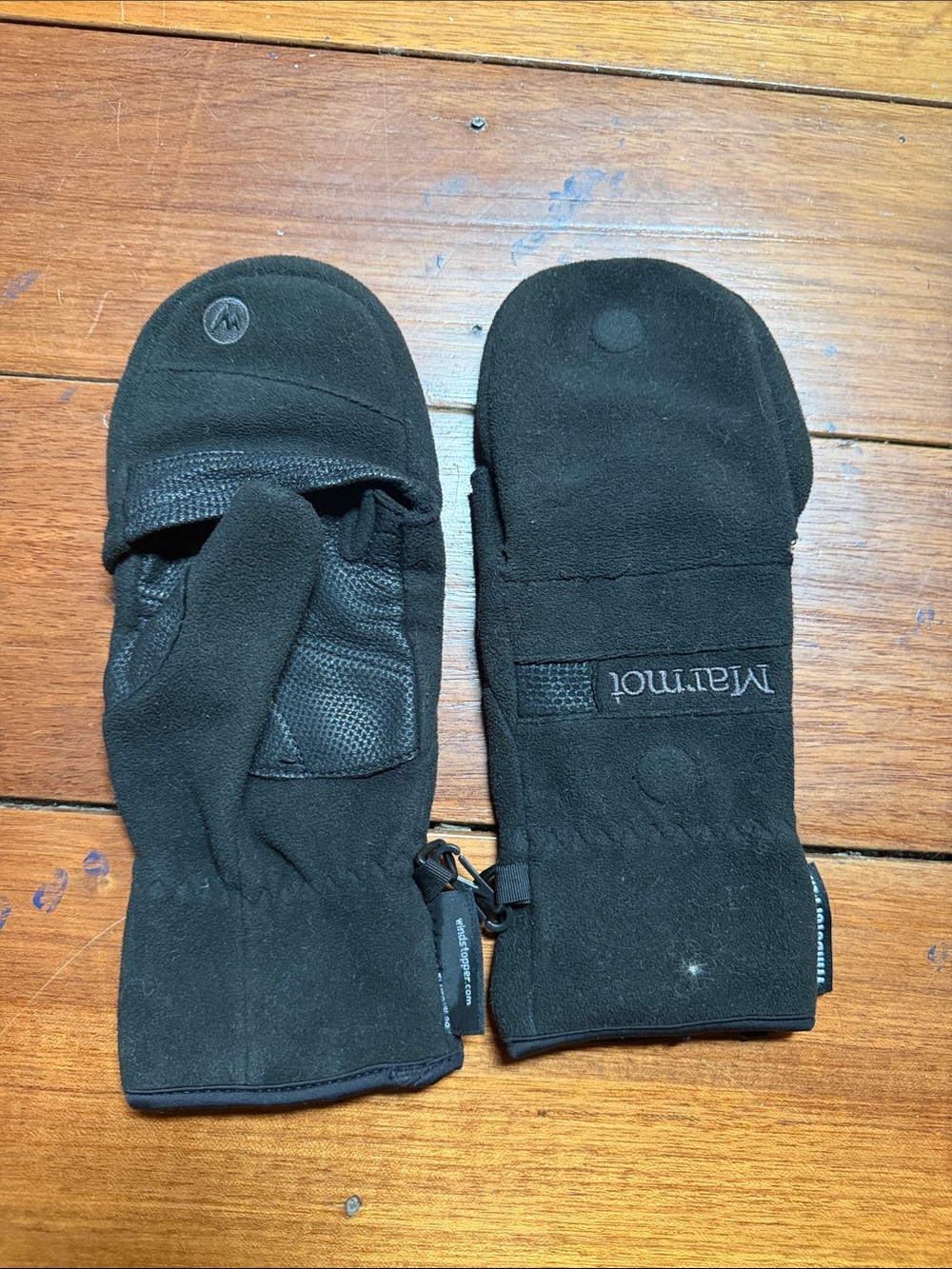 Marmot Women’s Black Convertible Fleece Mitts with Palm Grip